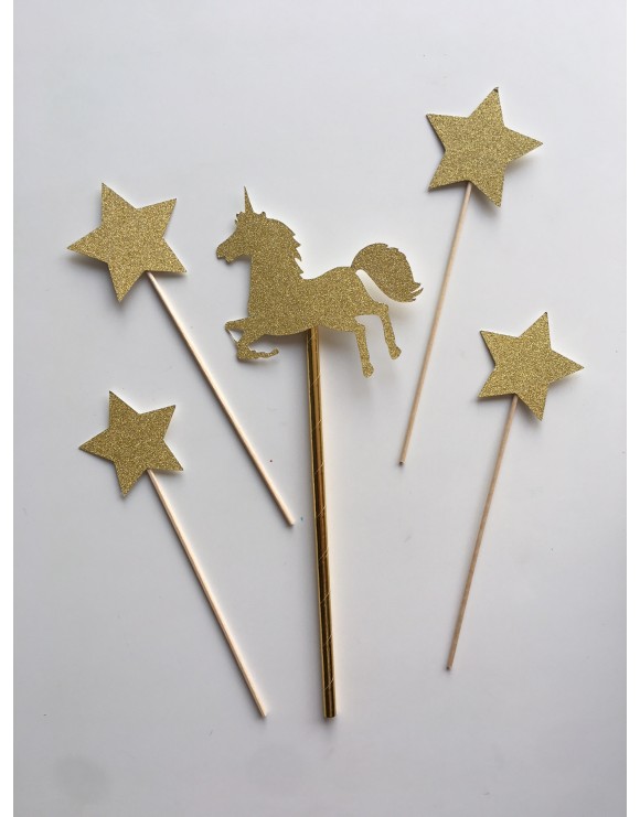 Topper unicornio y estrellas