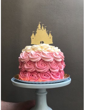 Topper Castillo pequeño dorado purpurina