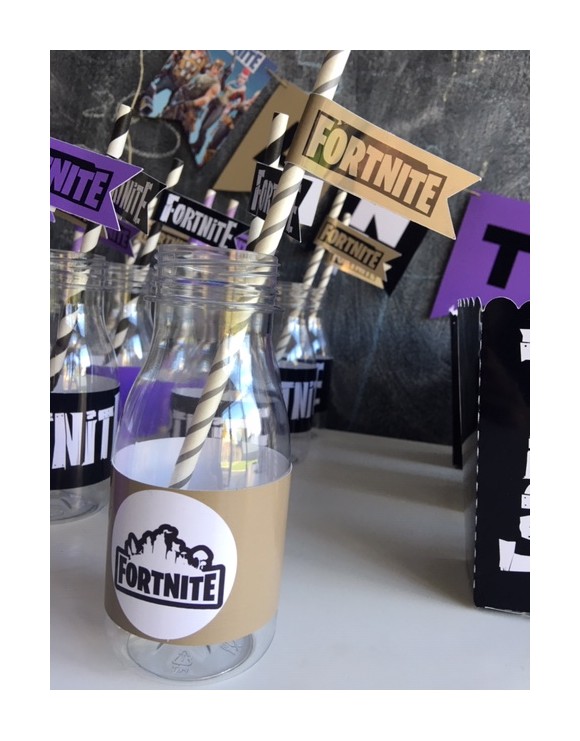 botellita con etiqueta fortnite