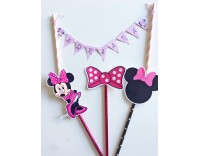 kit MINNIE banderin personalizado + toppers 2
