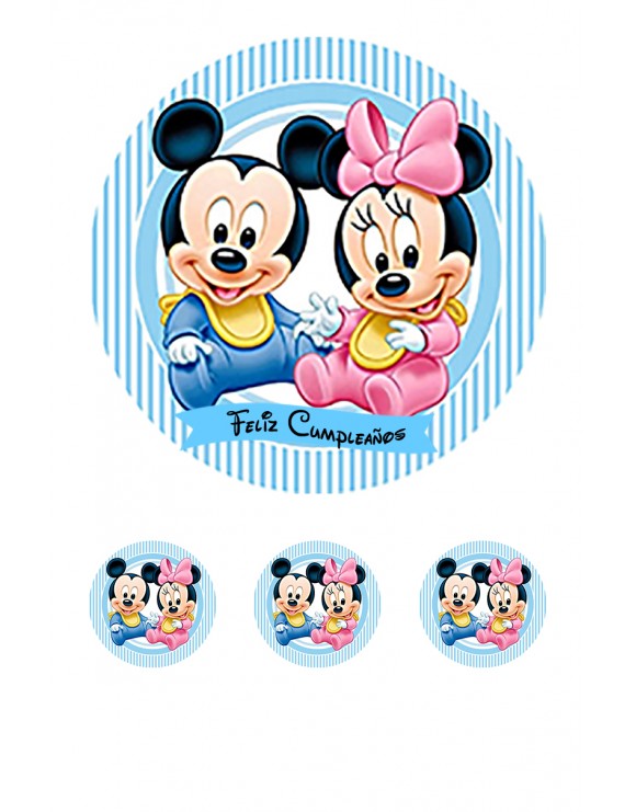 Papel Mickey y Minnie Baby tarta