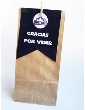 Bolsita de papel color kraft para chuches Fortnite
