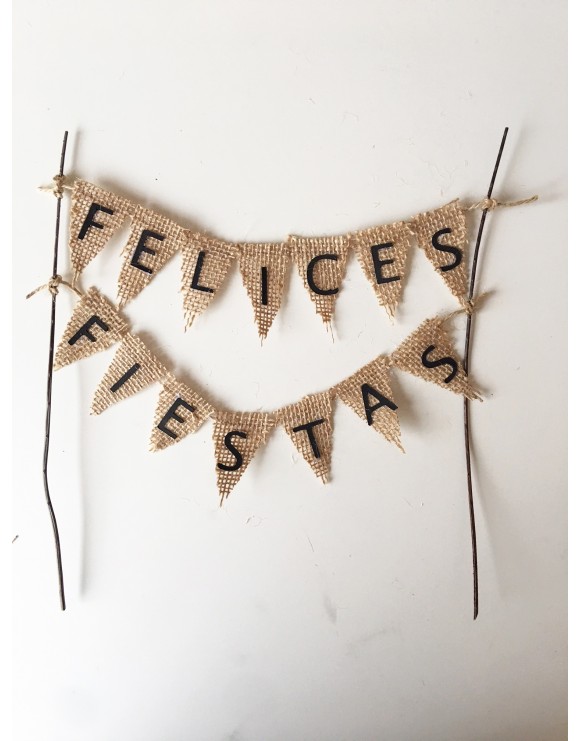 Topper guirnalda rústico Felices Fiestas