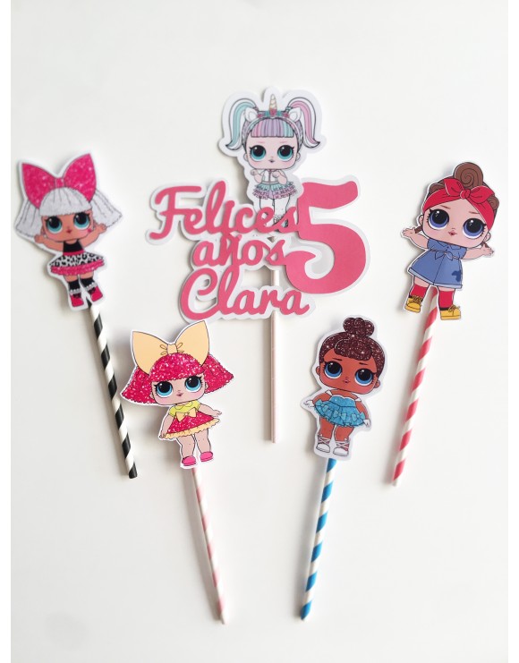 Topper Kit muñecas LOL texto + muñecas