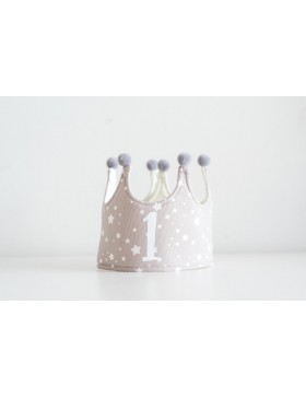 Corona cumpleaños ESTRELLAS GRIS