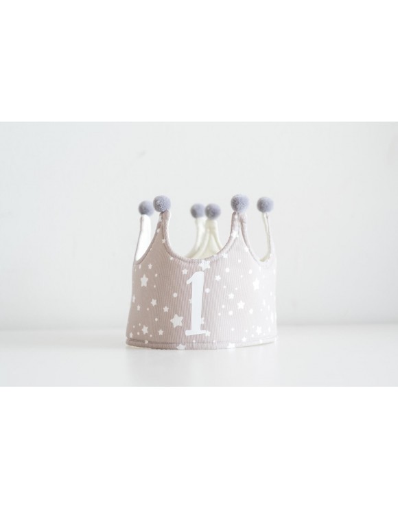 Corona cumpleaños estrellas gris