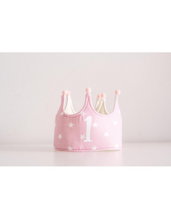 Corona cumpleaños ESTRELLAS rosa