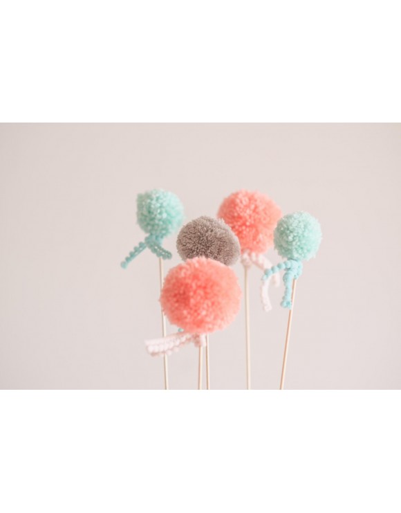 Topper kit pompones Melocotón 4 unds