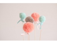 Topper kit pompones Melocotón 4 unds