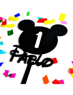 topper Mickey metacrilato personalizado