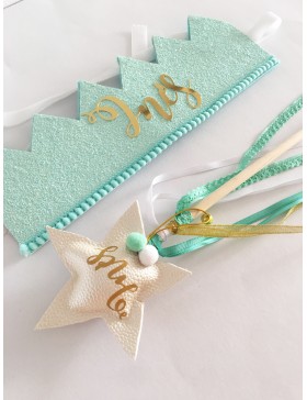 Pack corona + varita purpurina mint