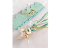 Pack corona + varita purpurina mint