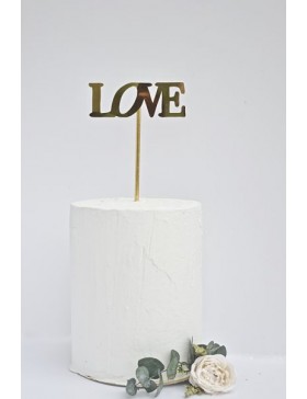 Topper Tarta Dorado LOVE
