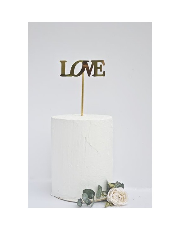 Topper Tarta Dorado LOVE
