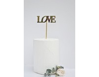 Topper Tarta Dorado LOVE