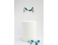 Topper Guirnalda Mini Pompones y Tassels Menta