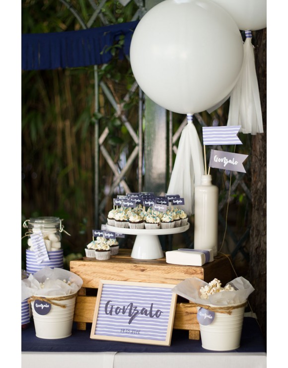 Comunión Rayas Azules Montada