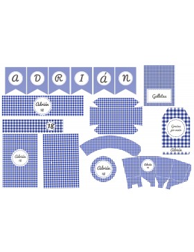 Kit Vichy Cuadros Azules Montada