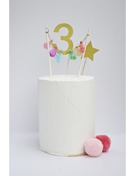 TOPPER GUIRNALDA TASSELS CON ESTRELLA Y NÚMERO