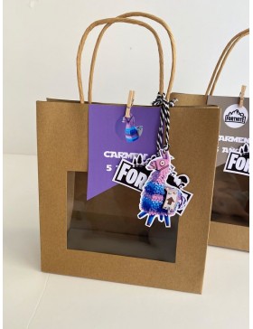 Bolsa decorada con etiqueta e imagen Fortnite