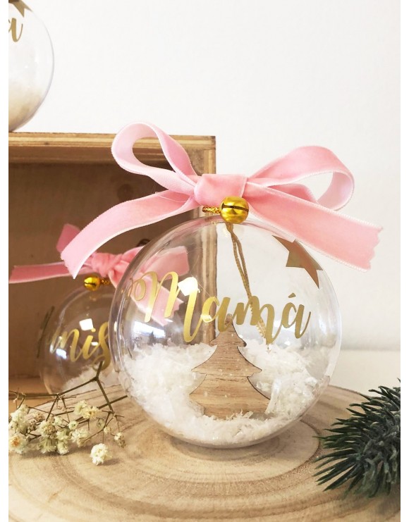 Bola de Navidad con Abeto de Madera