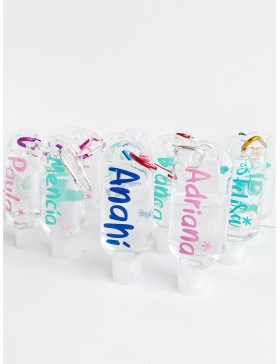 Bote gel hidroalcohólico con llavero