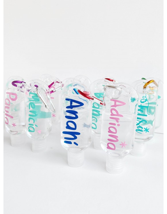 Bote gel hidroalcohólico con llavero