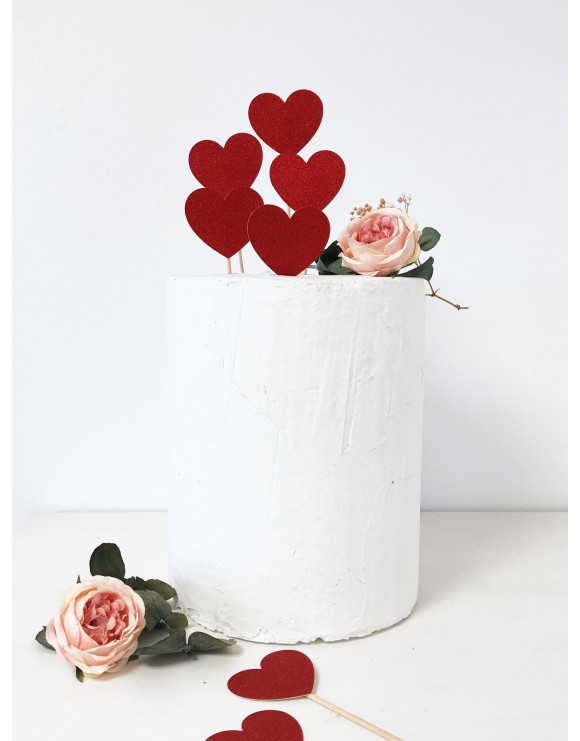 Topper corazones rojos