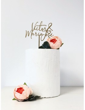 Topper metacrilato dorado espejo 2 líneas