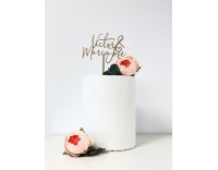 Topper metacrilato dorado espejo 2 líneas