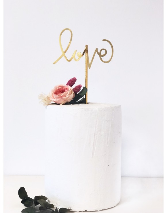Topper Tarta Dorado love