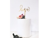 Topper Tarta Dorado love