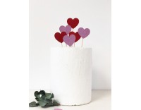 Topper Set 12 Corazones Rosa