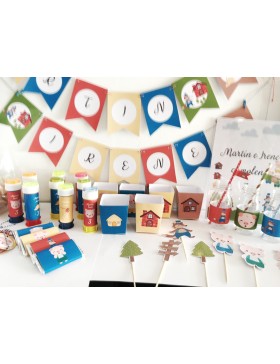 Kit de fiesta Los tres cerditos Montado